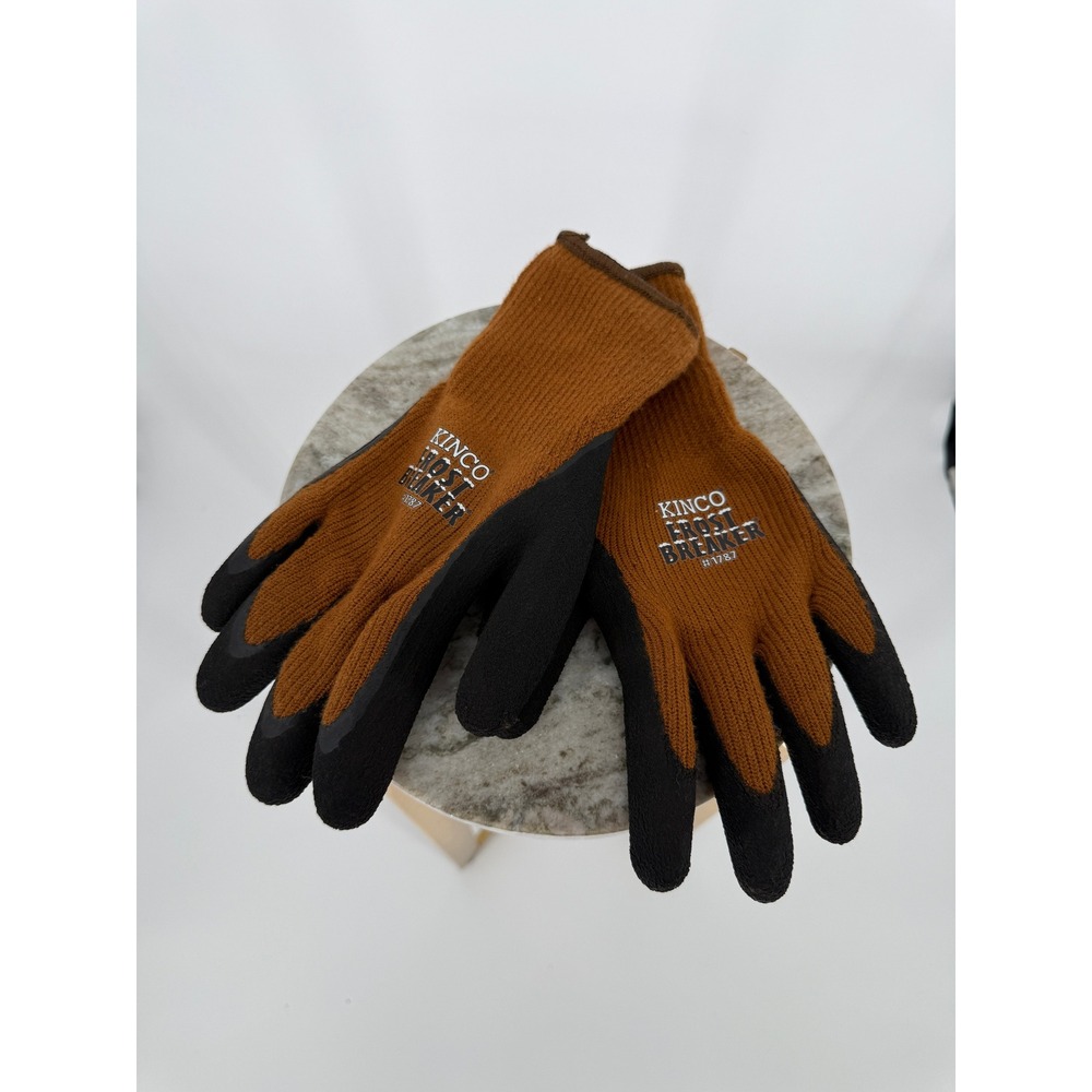 Kinco Gloves Mens L Frost Breaker #1787 Brown Black Thermal Knit Work EUC